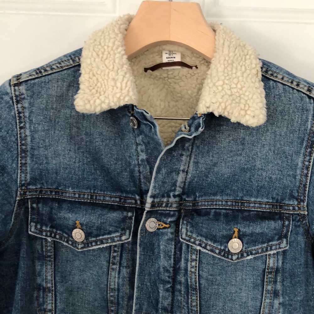 Long Sherpa-Lined Denim Jacket